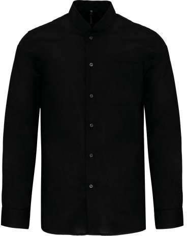 Kariban Men's Long-sleeved Mandarin Collar Shirt - Kariban Men's Long-sleeved Mandarin Collar Shirt - Black