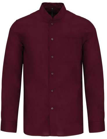 Kariban Men's Long-sleeved Mandarin Collar Shirt - Kariban Men's Long-sleeved Mandarin Collar Shirt - Maroon