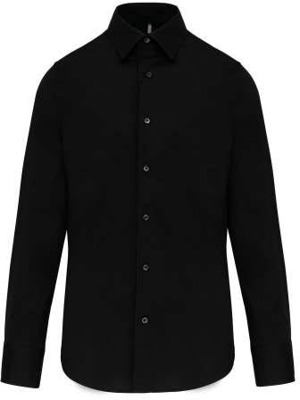 Kariban Long-sleeved Cotton/elastane Shirt - Kariban Long-sleeved Cotton/elastane Shirt - Black