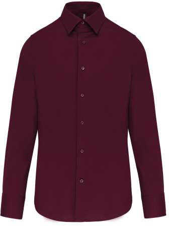 Kariban Long-sleeved Cotton/elastane Shirt - Kariban Long-sleeved Cotton/elastane Shirt - Maroon