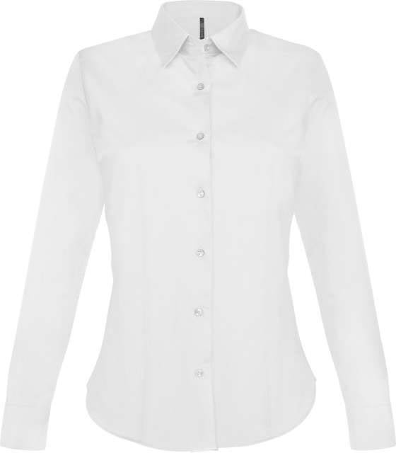 Kariban Ladies' Long-sleeved Stretch Shirt - Kariban Ladies' Long-sleeved Stretch Shirt - White