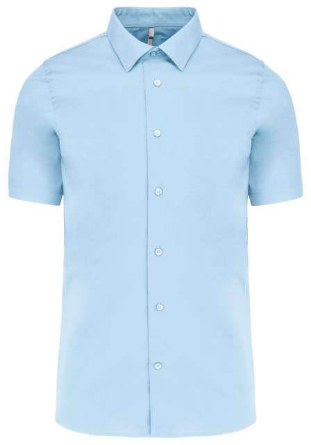 Kariban Short-sleeved Cotton/elastane Shirt - modrá