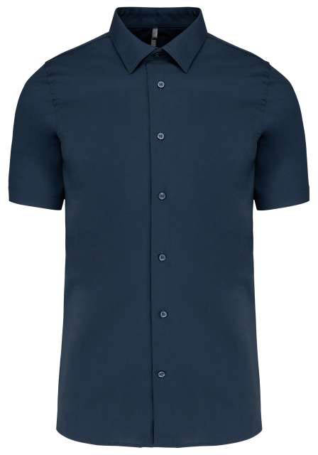 Kariban Short-sleeved Cotton/elastane Shirt - modrá