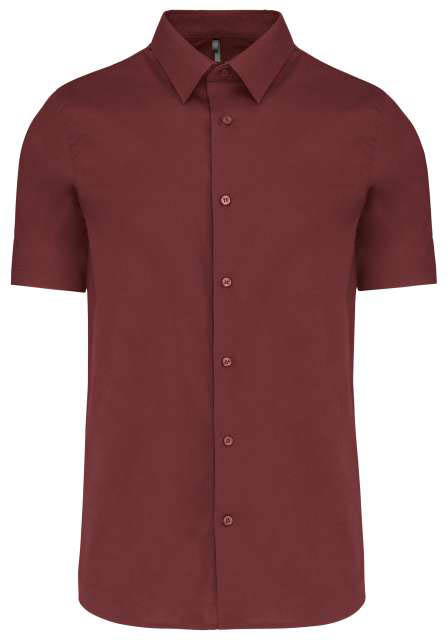 Kariban Short-sleeved Cotton/elastane Shirt - červená