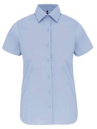 Kariban Ladies' Short-sleeved Cotton/elastane Shirt - modrá