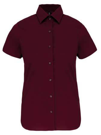 Kariban Ladies' Short-sleeved Cotton/elastane Shirt - červená