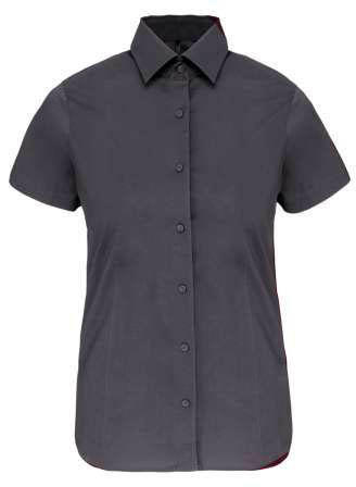 Kariban Ladies' Short-sleeved Cotton/elastane Shirt - šedá