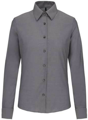 Kariban Ladies' Long-sleeved Oxford Shirt - šedá