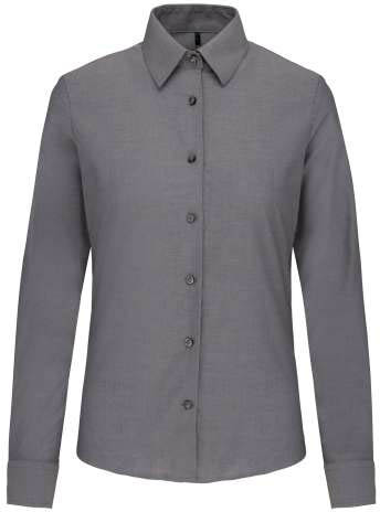 Kariban Ladies' Long-sleeved Oxford Shirt - Kariban Ladies' Long-sleeved Oxford Shirt - Charcoal