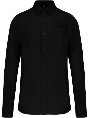 Kariban Men's Long-sleeved Cotton Poplin Shirt - Kariban Men's Long-sleeved Cotton Poplin Shirt - Black
