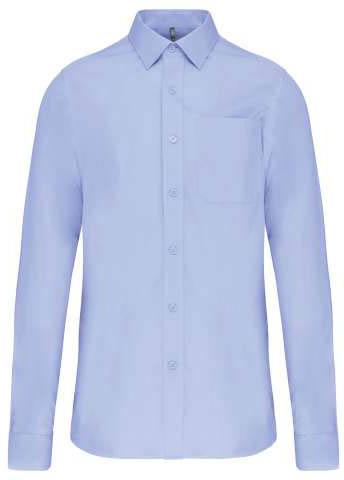 Kariban Men's Long-sleeved Cotton Poplin Shirt - Kariban Men's Long-sleeved Cotton Poplin Shirt - Stone Blue