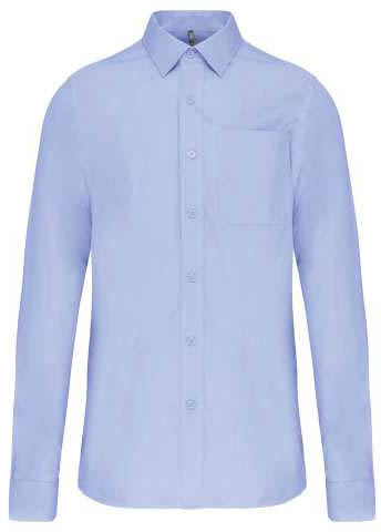 Kariban Men's Long-sleeved Cotton Poplin Shirt - modrá