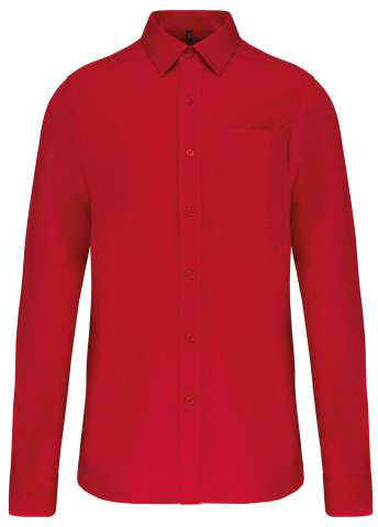Kariban Men's Long-sleeved Cotton Poplin Shirt - červená
