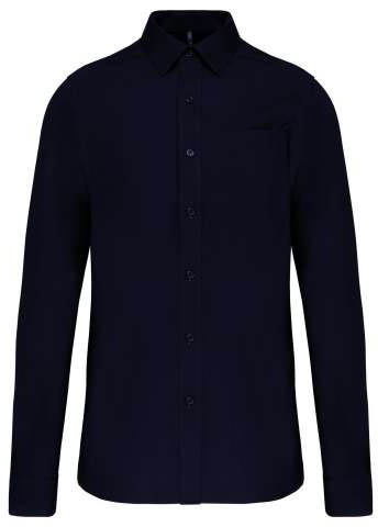 Kariban Men's Long-sleeved Cotton Poplin Shirt - modrá