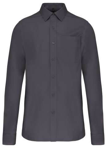 Kariban Men's Long-sleeved Cotton Poplin Shirt - šedá