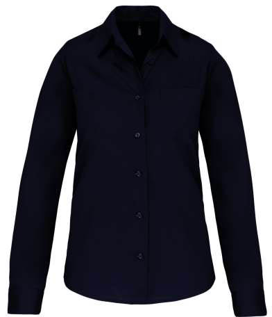 Kariban Ladies' Long-sleeved Cotton Poplin Shirt - Kariban Ladies' Long-sleeved Cotton Poplin Shirt - Navy