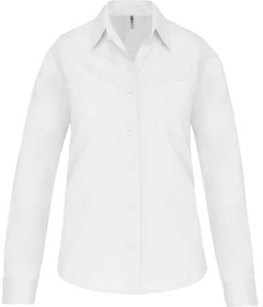 Kariban Ladies' Long-sleeved Cotton Poplin Shirt - Kariban Ladies' Long-sleeved Cotton Poplin Shirt - White