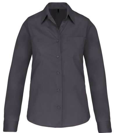Kariban Ladies' Long-sleeved Cotton Poplin Shirt - grey