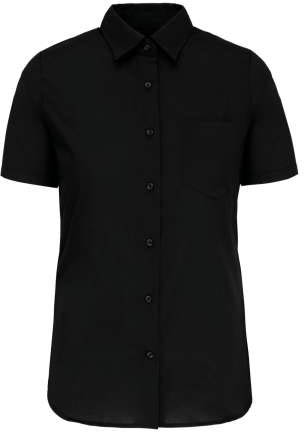 Kariban Ladies' Short-sleeved Cotton Poplin Shirt - čierna