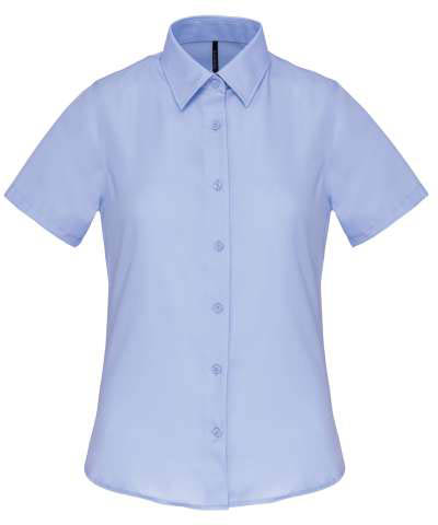 Kariban Ladies' Short-sleeved Cotton Poplin Shirt - modrá