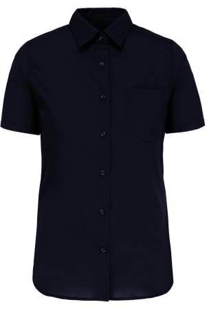 Kariban Ladies' Short-sleeved Cotton Poplin Shirt - modrá