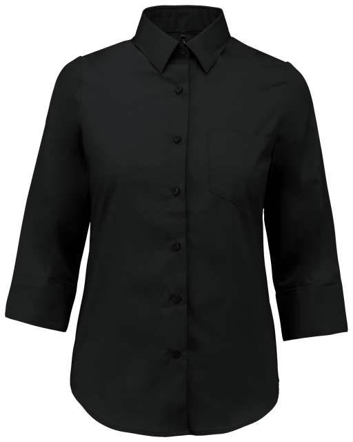 Kariban Ladies' 3/4 Sleeved Shirt - Kariban Ladies' 3/4 Sleeved Shirt - Black