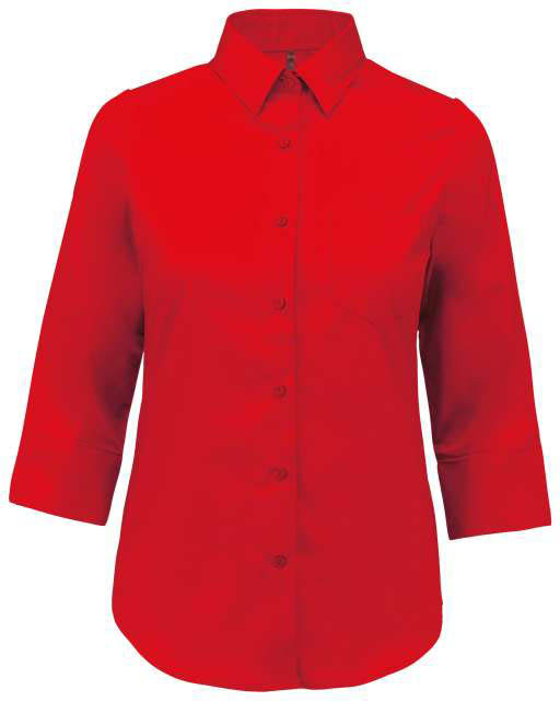 Kariban Ladies' 3/4 Sleeved Shirt - Kariban Ladies' 3/4 Sleeved Shirt - Cherry Red