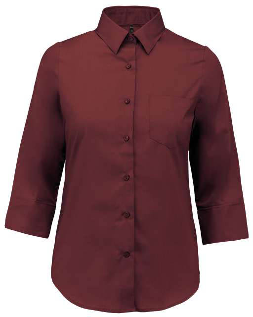 Kariban Ladies' 3/4 Sleeved Shirt - Kariban Ladies' 3/4 Sleeved Shirt - Maroon