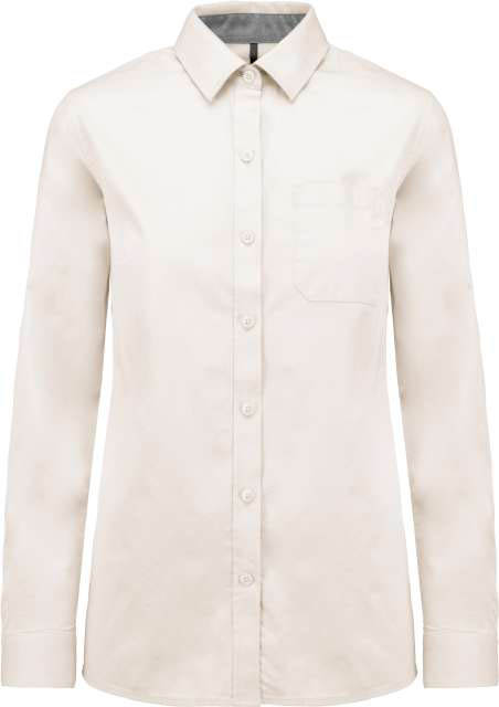 Kariban Ladies’ Nevada Long Sleeve Cotton Shirt - hnedá