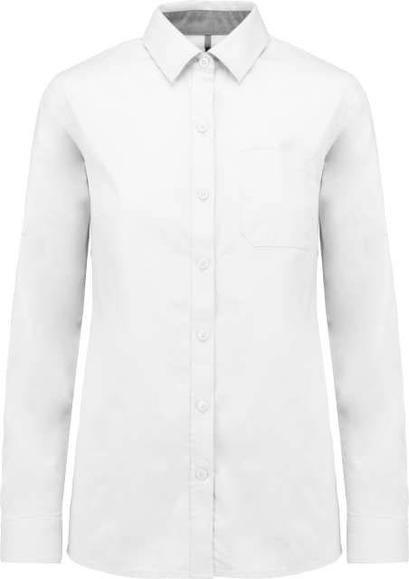 Kariban Ladies’ Nevada Long Sleeve Cotton Shirt - bílá