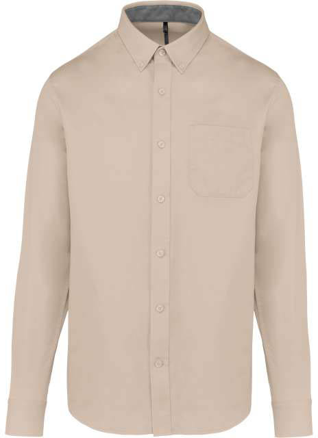 Kariban Men's Nevada Long Sleeve Cotton Shirt - hnědá