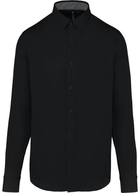 Kariban Men's Nevada Long Sleeve Cotton Shirt - black