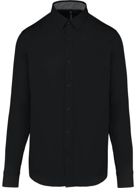 Kariban Men's Nevada Long Sleeve Cotton Shirt - Kariban Men's Nevada Long Sleeve Cotton Shirt - Black