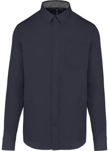 Kariban Men's Nevada Long Sleeve Cotton Shirt - modrá