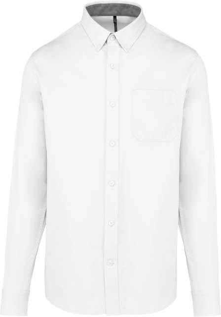 Kariban Men's Nevada Long Sleeve Cotton Shirt - biela