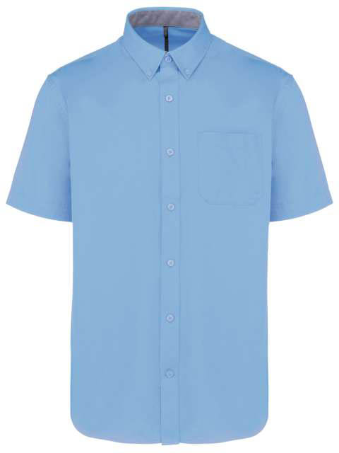 Kariban Men's Ariana Iii Short Sleeve Cotton Shirt - Kariban Men's Ariana Iii Short Sleeve Cotton Shirt - Stone Blue