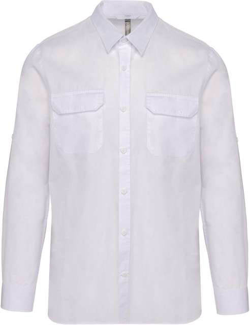 Kariban Men's Long-sleeved Safari Shirt - bílá