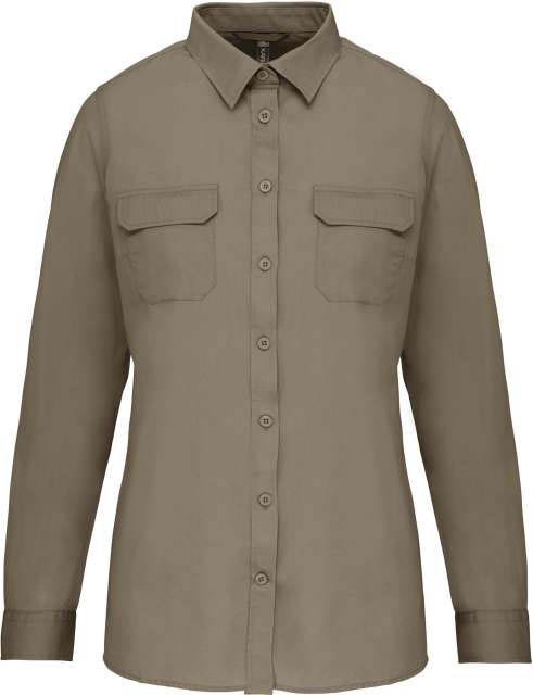 Kariban Ladies' Long Sleeved Safari Shirt - Grün