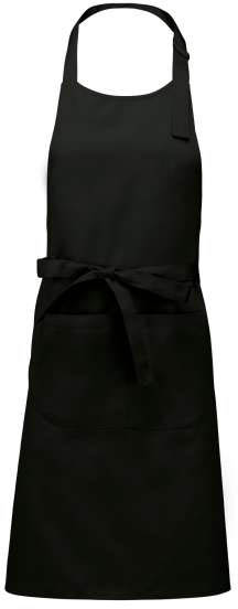 Kariban Polyester Cotton Apron With Pocket - čierna