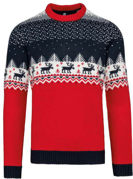 Kariban Unisex Crew Neck Christmas Jumper - modrá