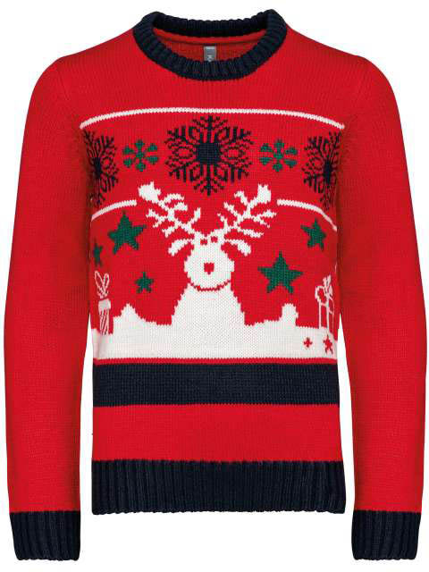 Kariban Kids’ Crew Neck Christmas Jumper - red