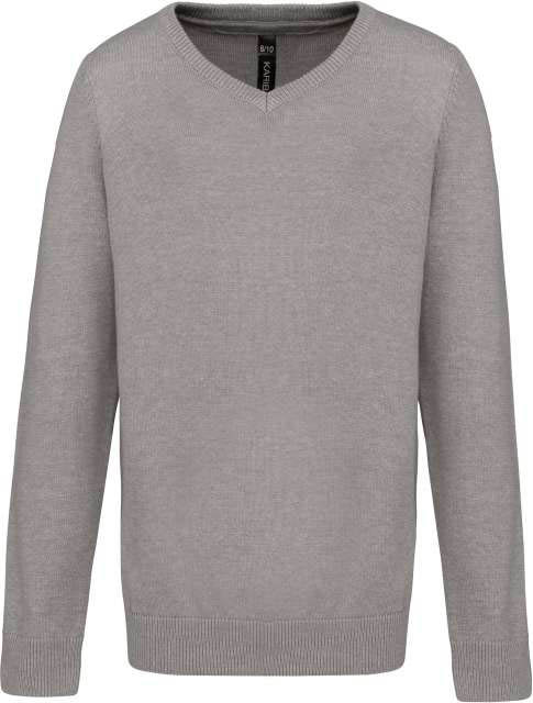 Kariban Kids' V-neck Jumper - grey