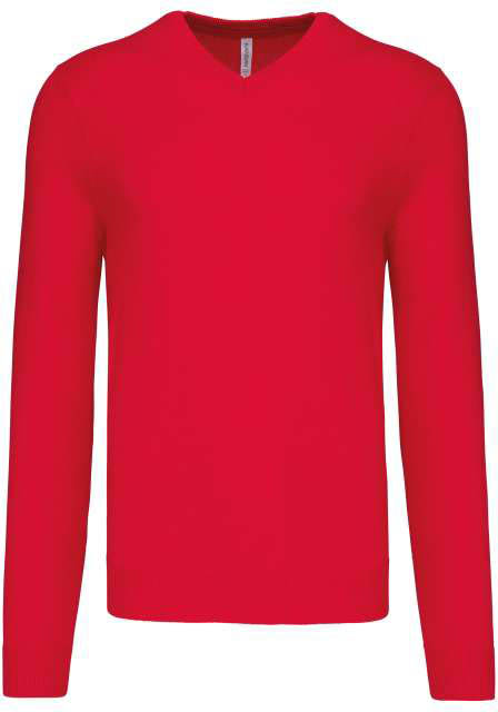 Kariban Men’s V-neck Jumper - Kariban Men’s V-neck Jumper - Cherry Red