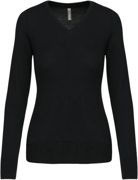 Kariban Ladies' V-neck Jumper - Kariban Ladies' V-neck Jumper - Black