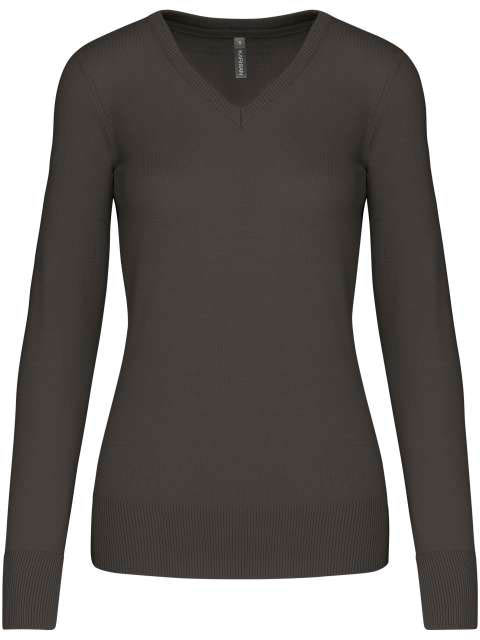 Kariban Ladies' V-neck Jumper - šedá