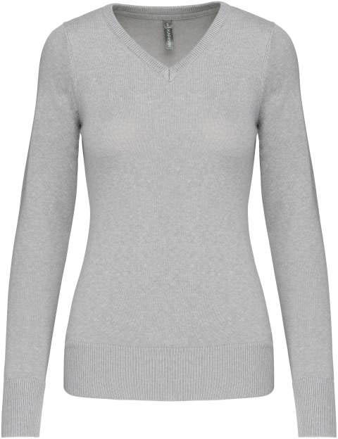 Kariban Ladies' V-neck Jumper - šedá