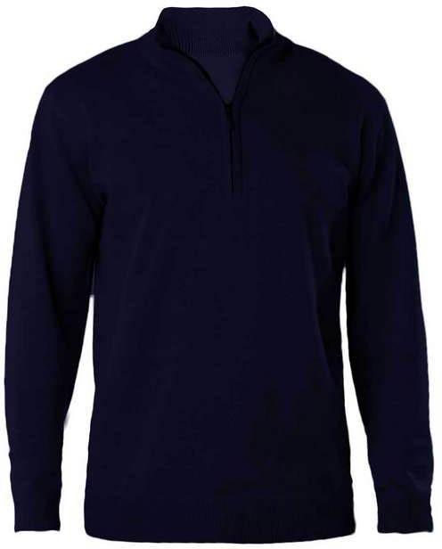 Kariban Men's Zip Neck Jumper - Kariban Men's Zip Neck Jumper - Navy