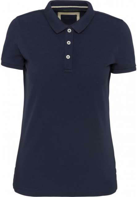 Kariban Ladies' Vintage Short Sleeve Polo Shirt - Kariban Ladies' Vintage Short Sleeve Polo Shirt - Navy
