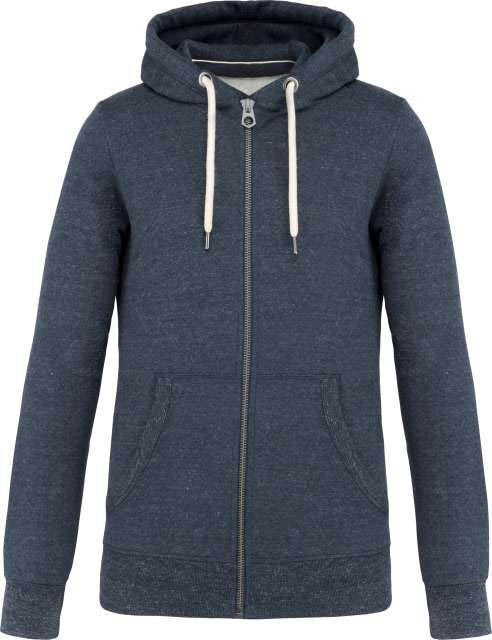 Kariban Men’s Vintage Zipped Hooded Sweatshirt mikina - modrá