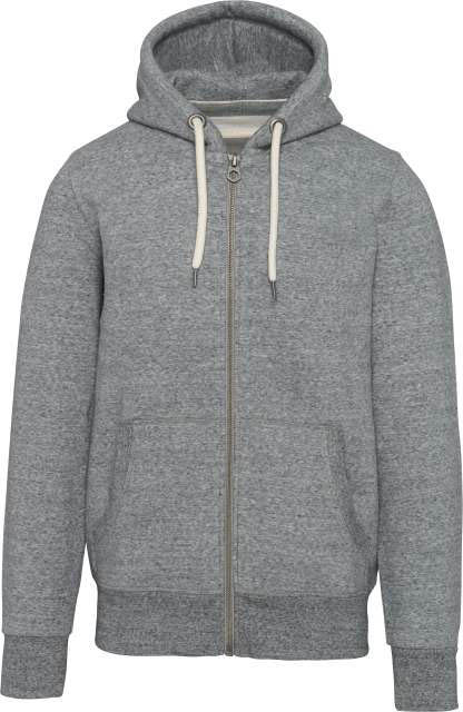 Kariban Men’s Vintage Zipped Hooded Sweatshirt - grey